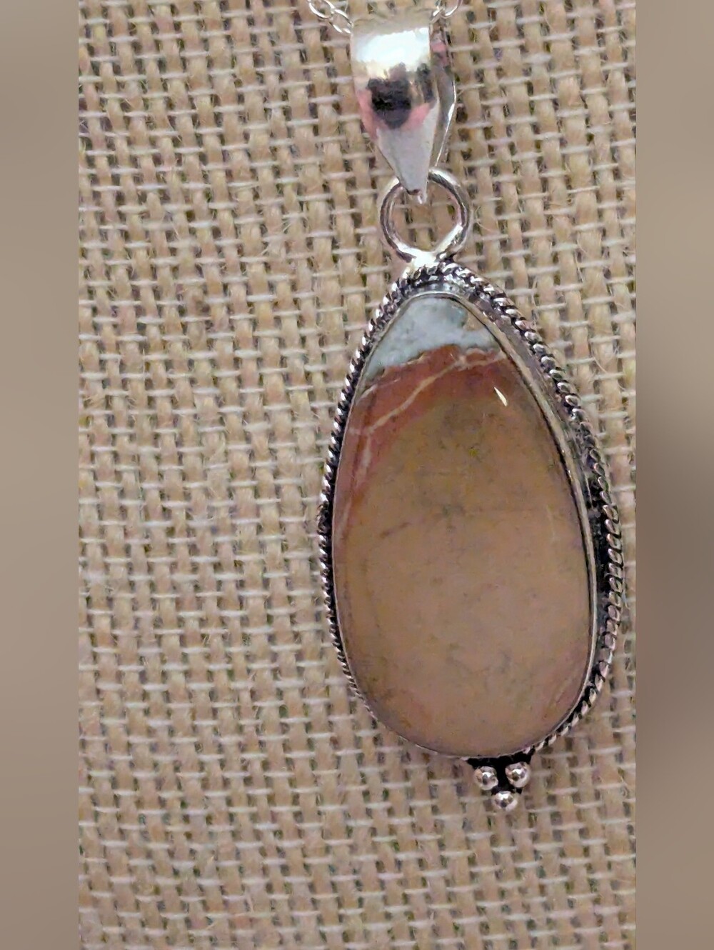 Western Mookaite Jasper Teardrop  Pendant – Sterling Silver Plated P61526-3